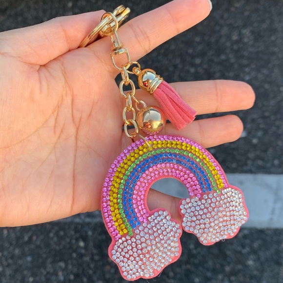 Accessories - 🌸2for$12 rhinestone rainbow keychain with tassel